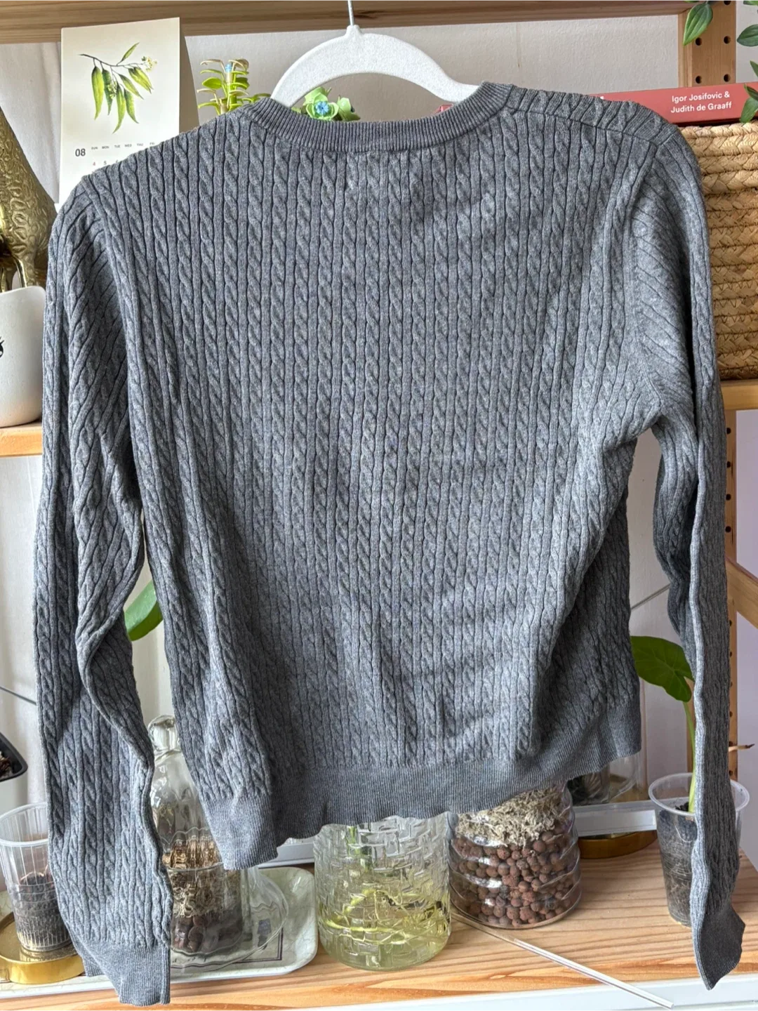 Grey Cable Knit Sweater - Size Small image indicator(2)