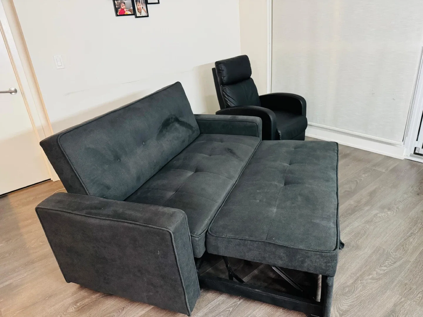 Grey Futon Sofa Bed with Pillows image indicator(6)