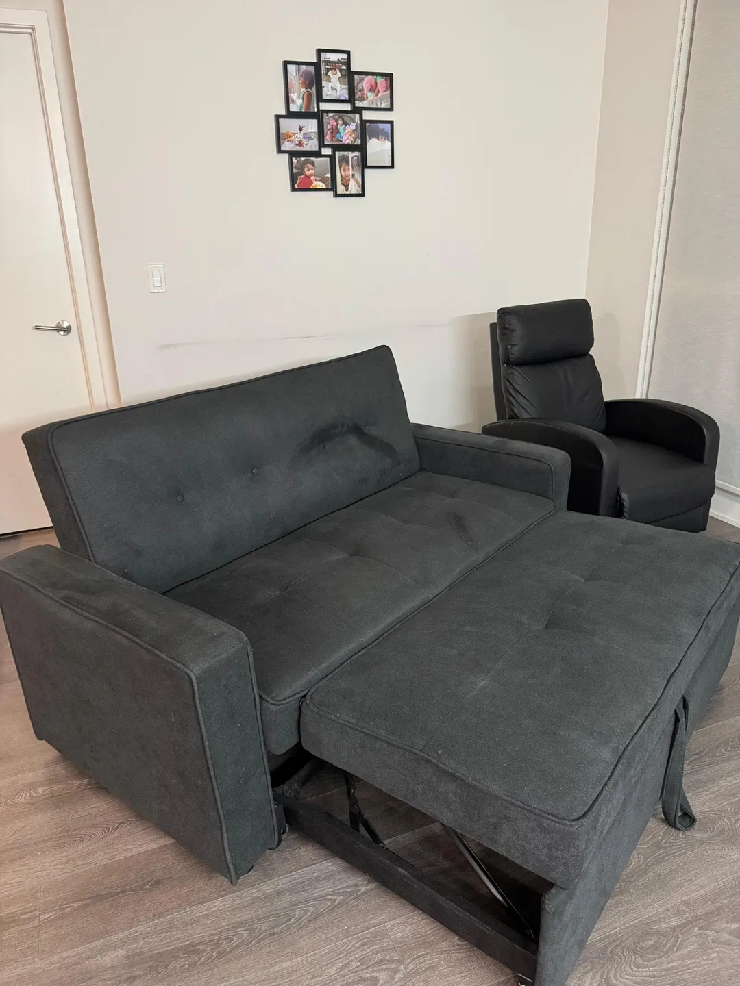 Grey Futon Sofa Bed with Pillows image indicator(8)