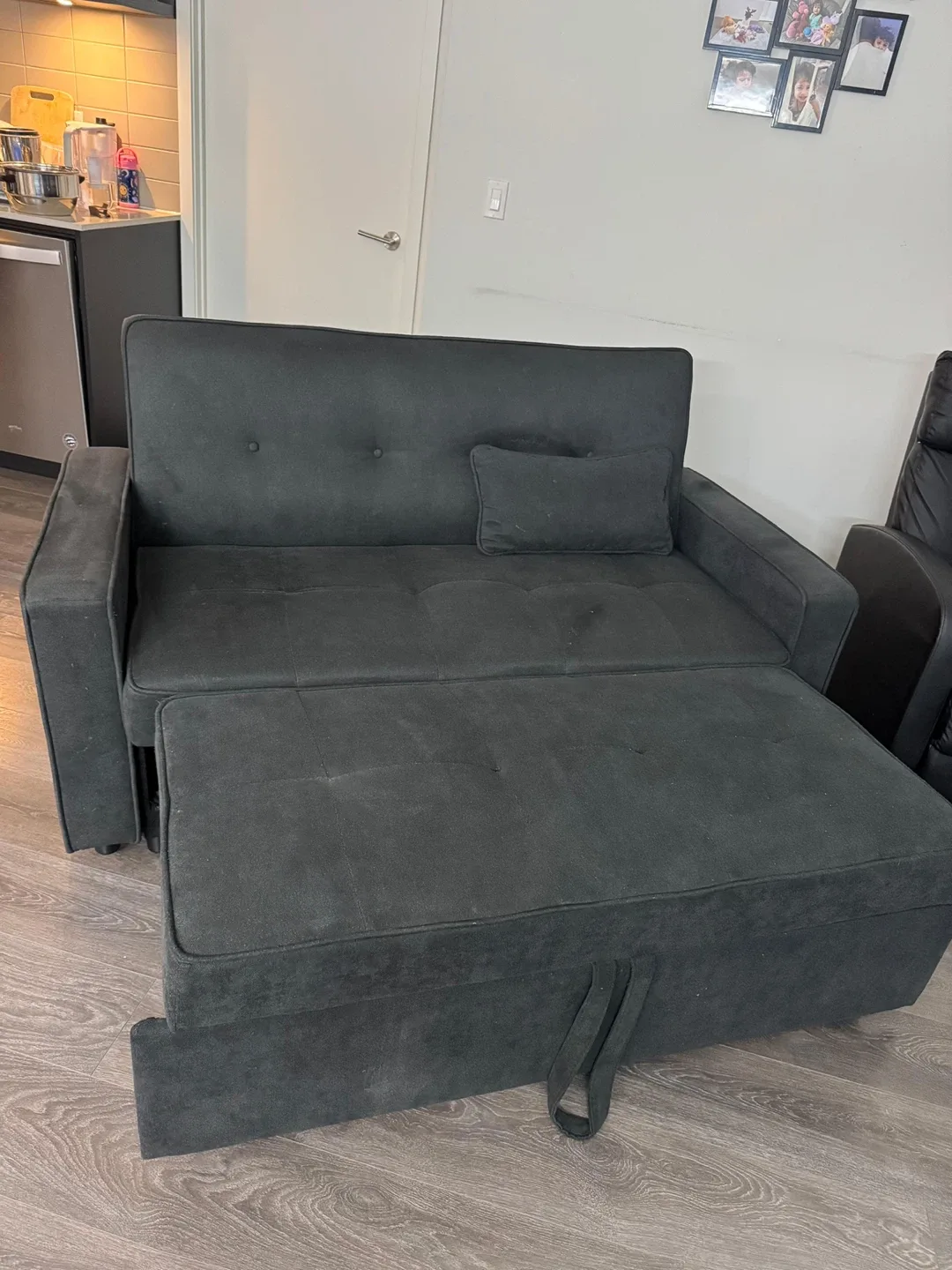 Grey Futon Sofa Bed with Pillows image indicator(7)