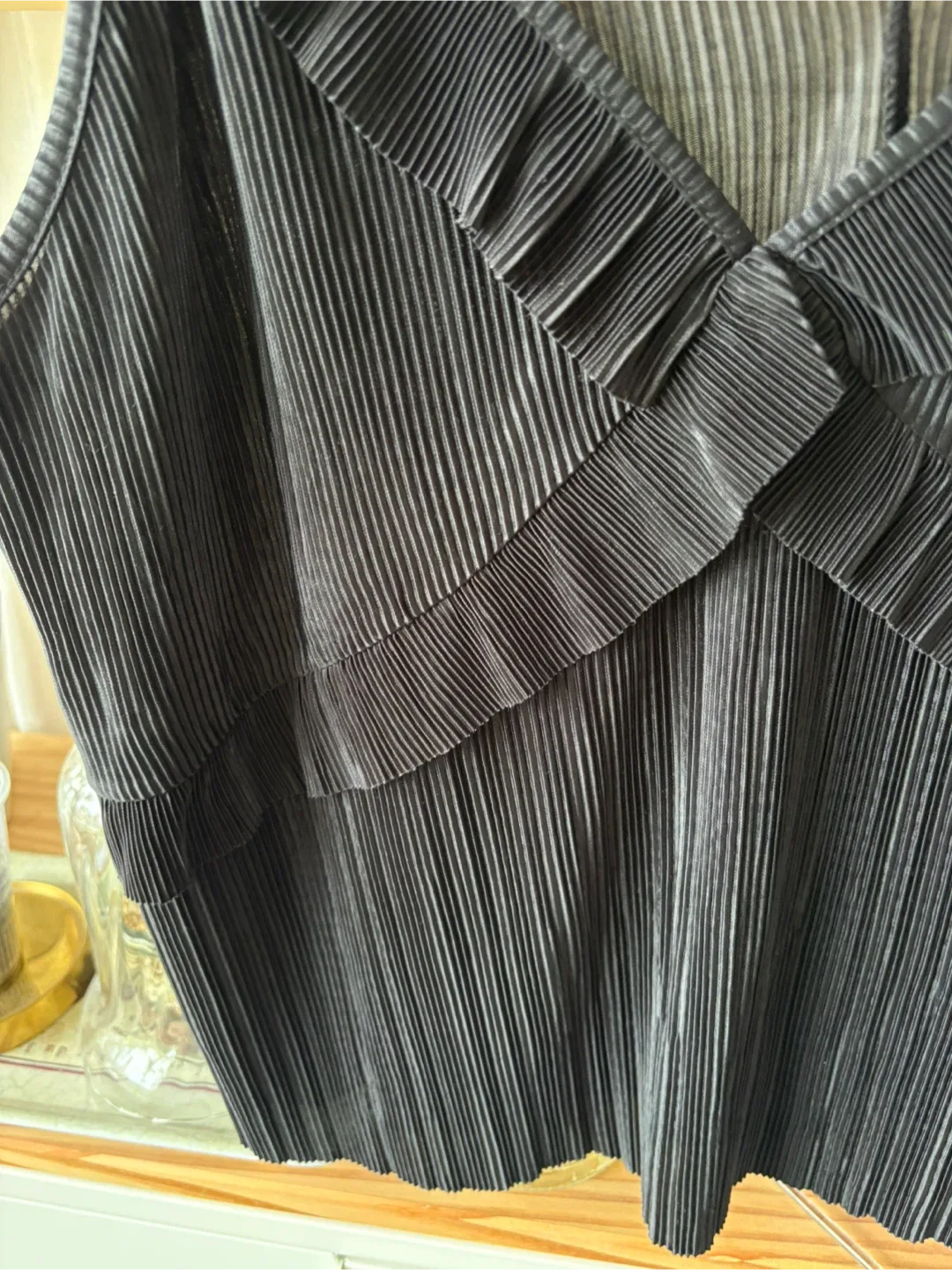 Zara Black Pleated Cami Top - Size L image indicator(3)