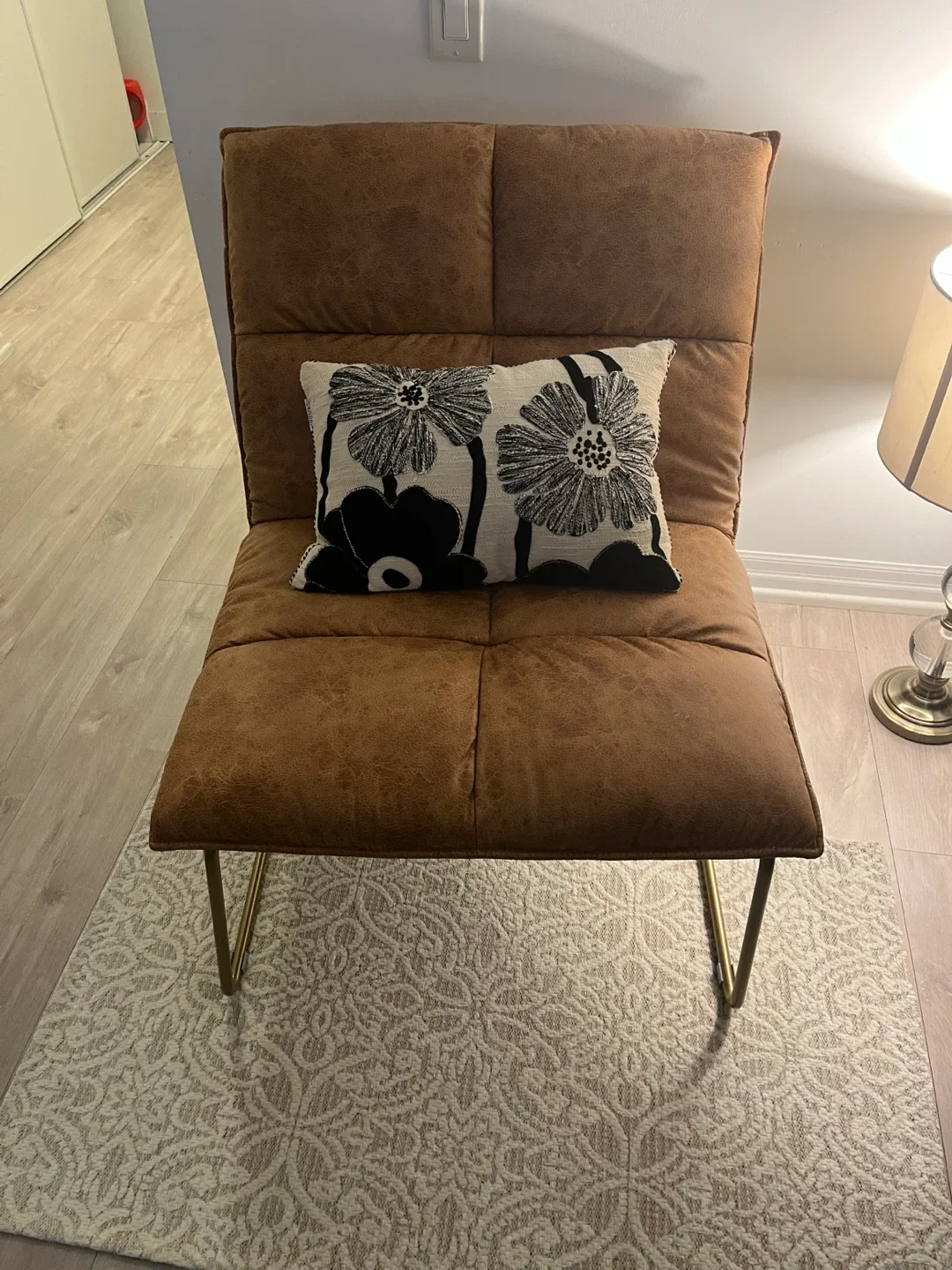 Brown Accent Chair with Gold Legs image indicator(2)