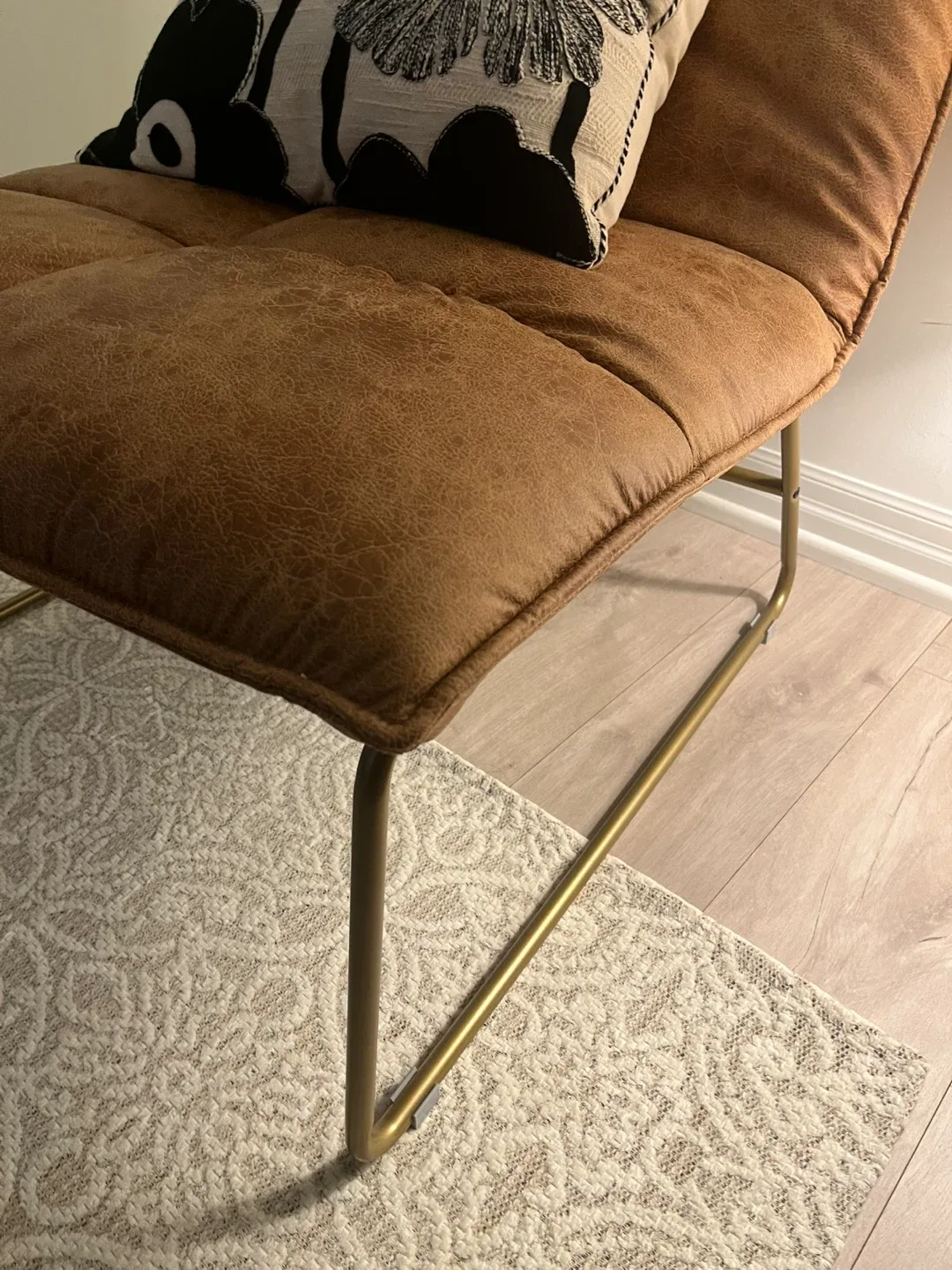 Brown Accent Chair with Gold Legs image indicator(3)