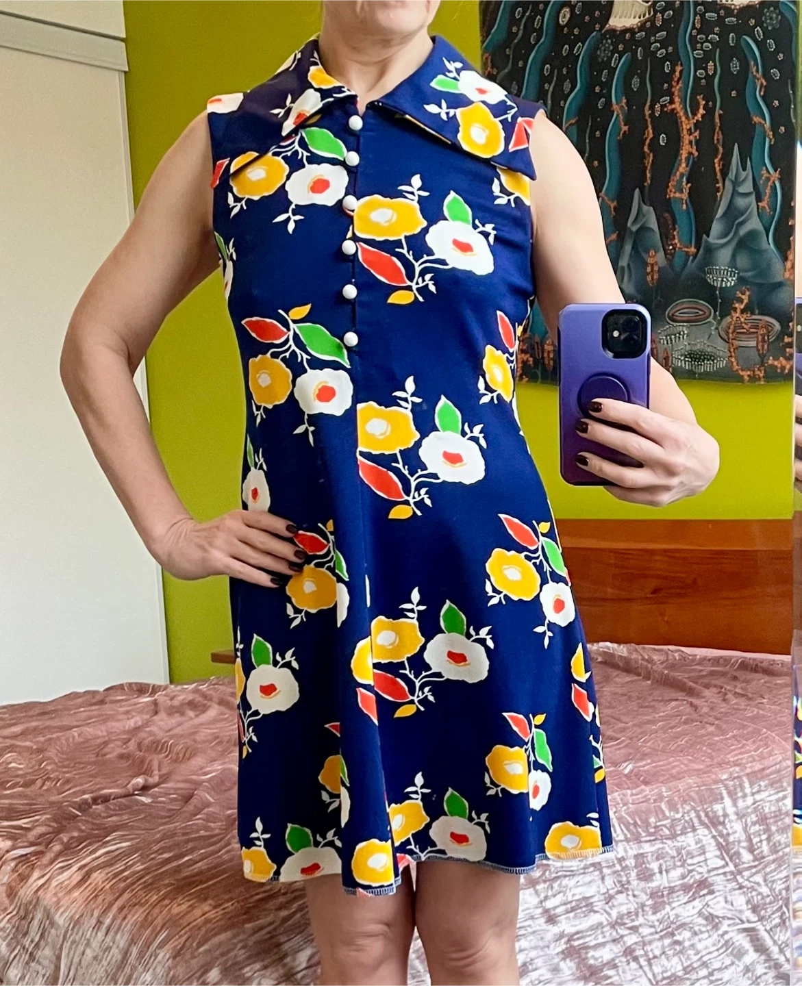Vintage Floral Sleeveless Mini Dress