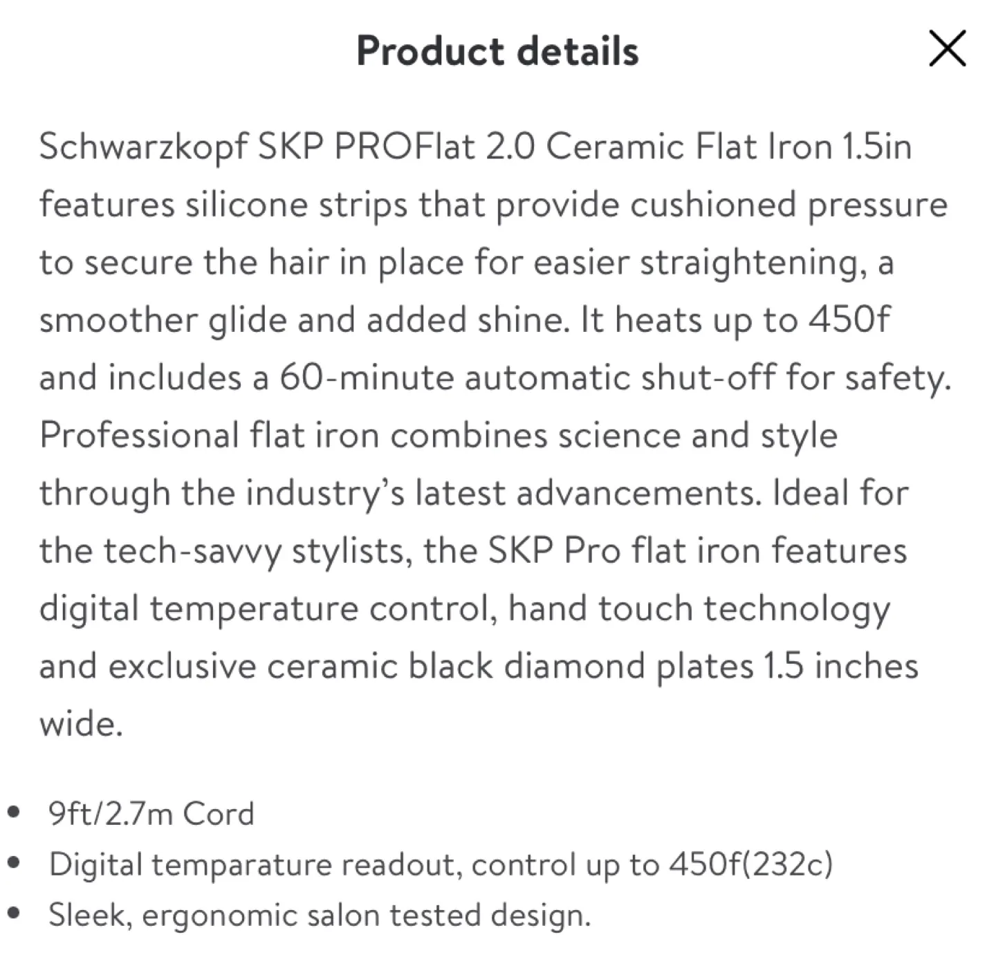 Schwarzkopf SKP PROflat 2.0 Ceramic Flat Iron 1.5in image indicator(4)