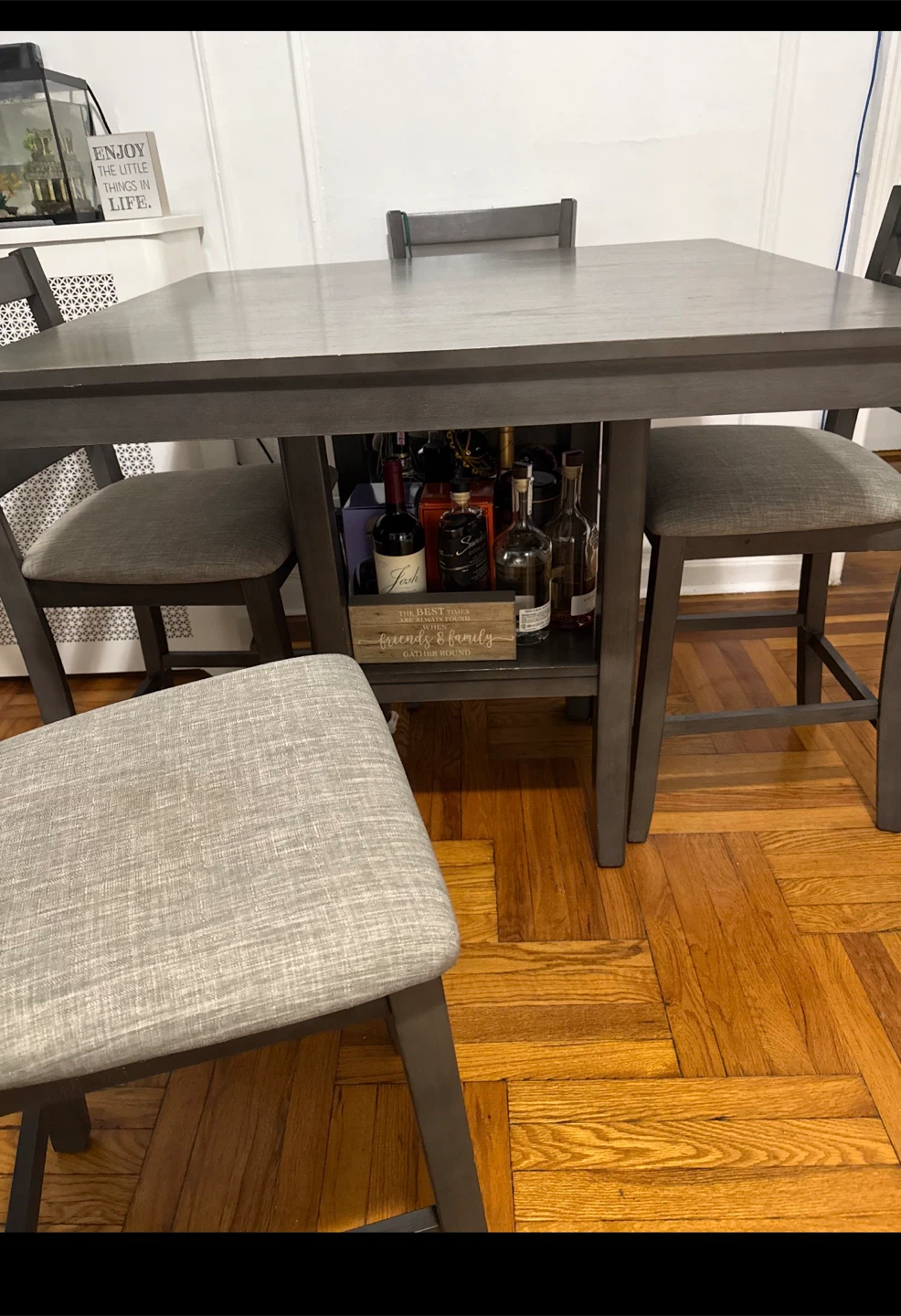 Gray Dining Table Set with 4 Chairs