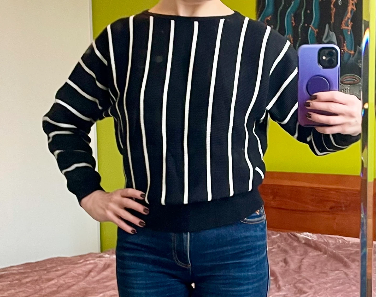 Striped Knit Sweater - Size Small