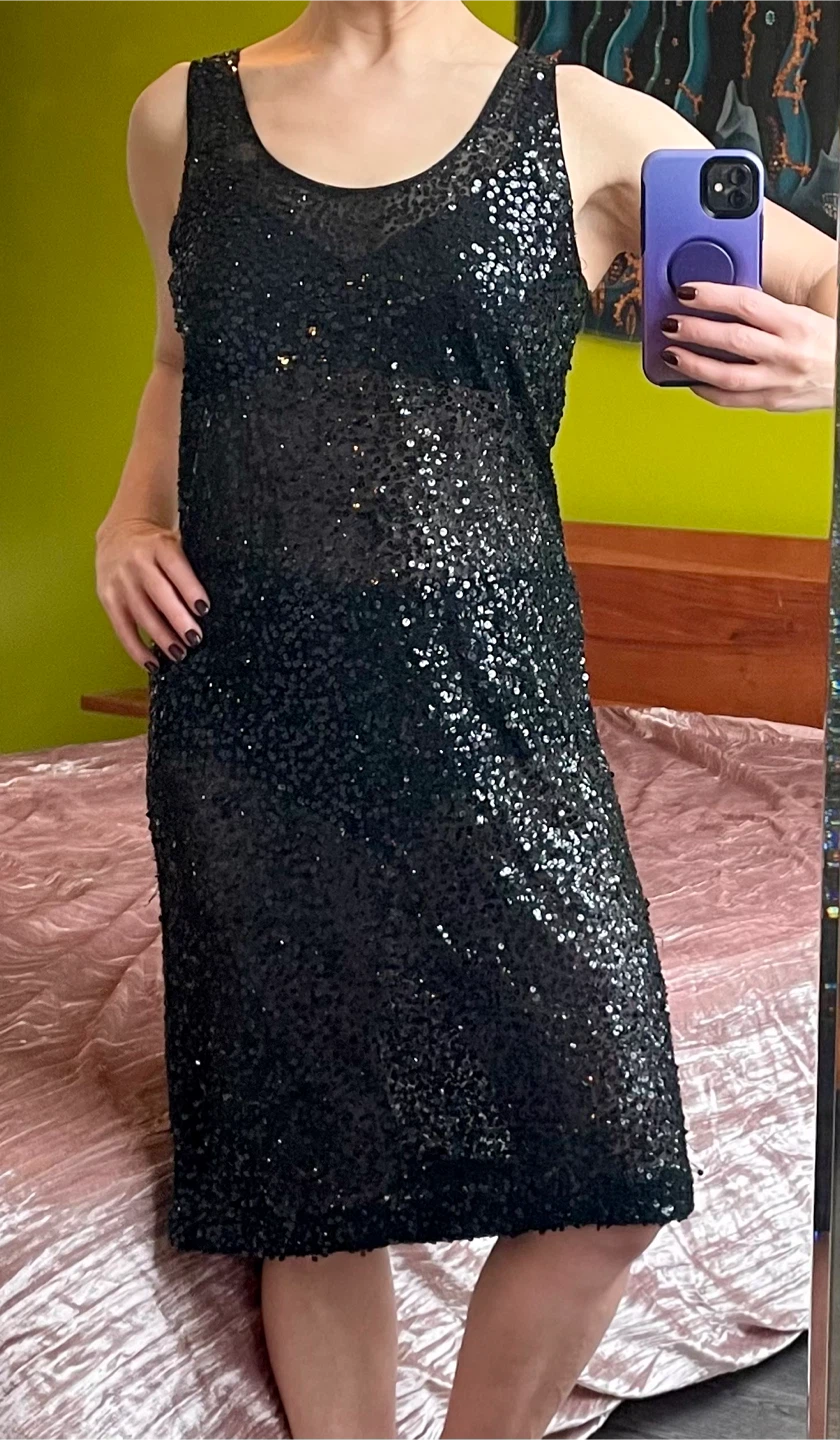 Black Sequin Sleeveless Dress