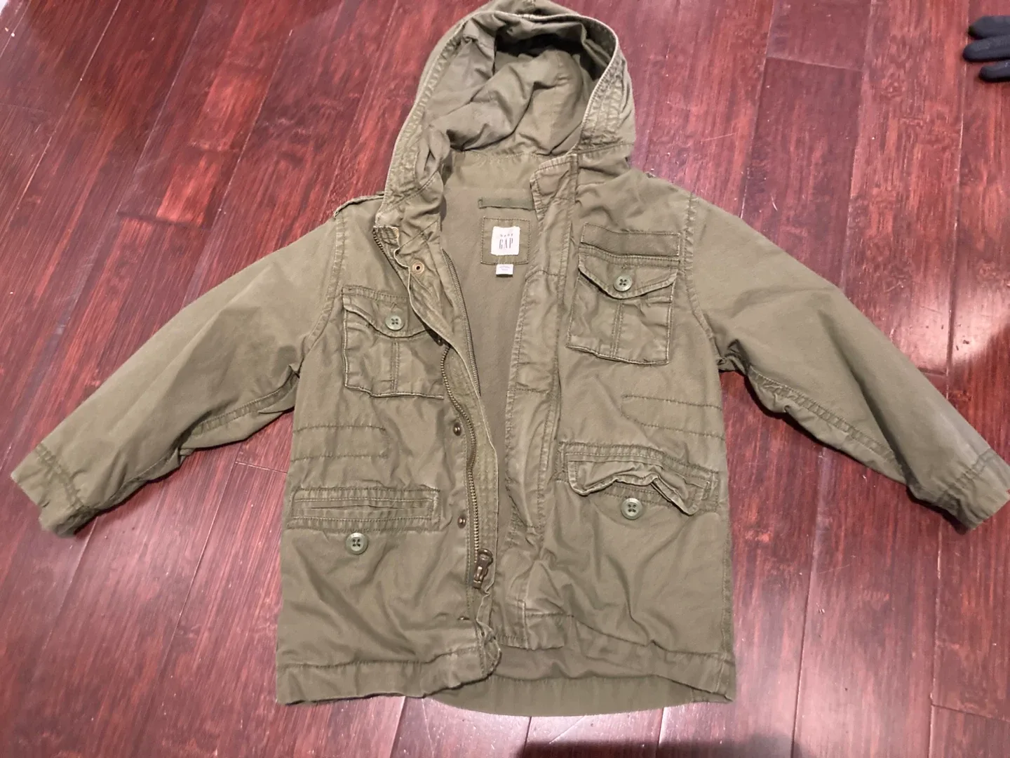 4T GAP Kids Olive Green Hooded Jacket thumbnail