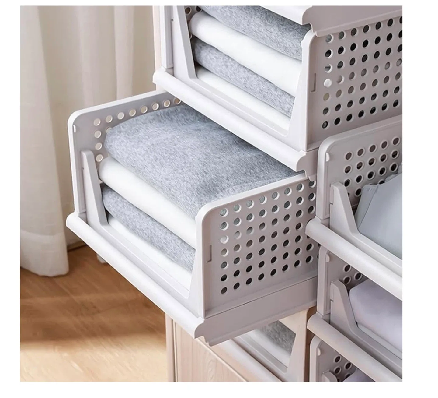 Stackable Closet Organizer Baskets(pack of 4) image indicator(5)