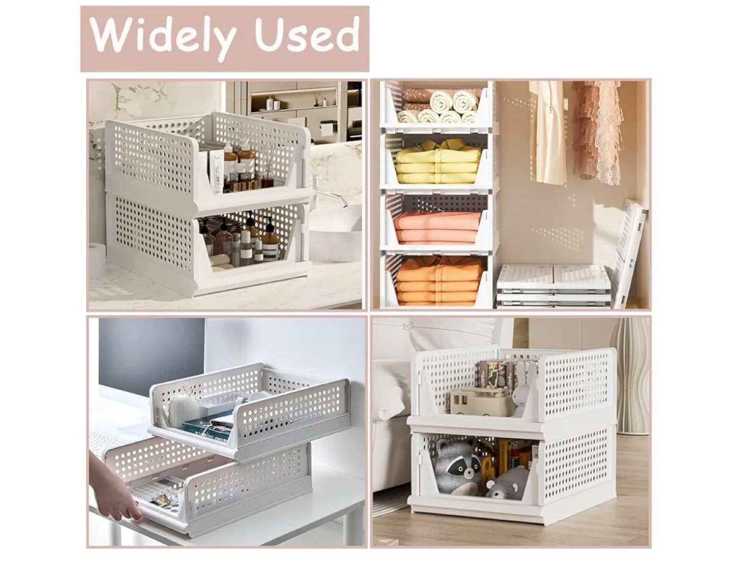 Stackable Closet Organizer Baskets(pack of 4) image indicator(3)