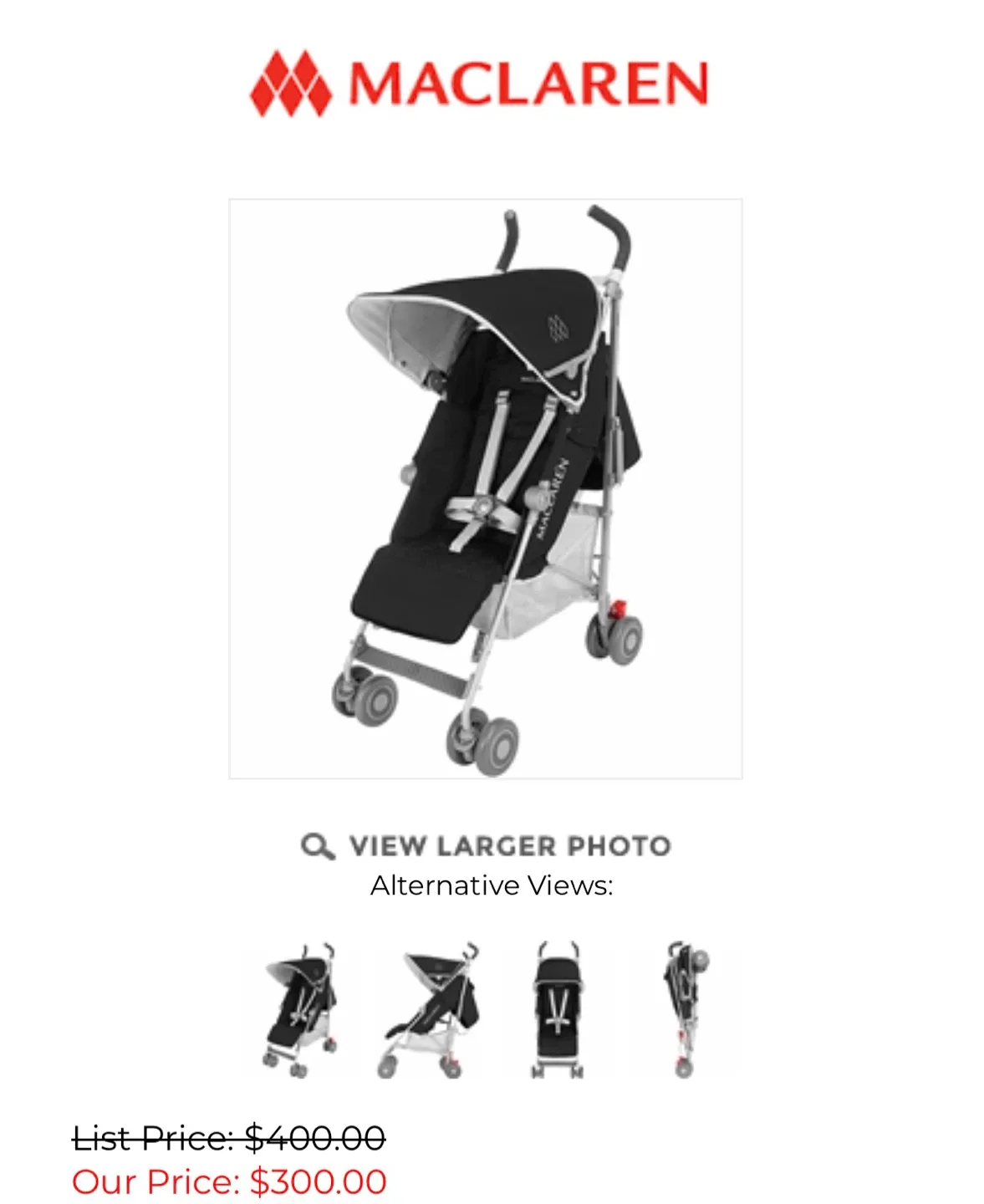 Maclaren Stroller - Black