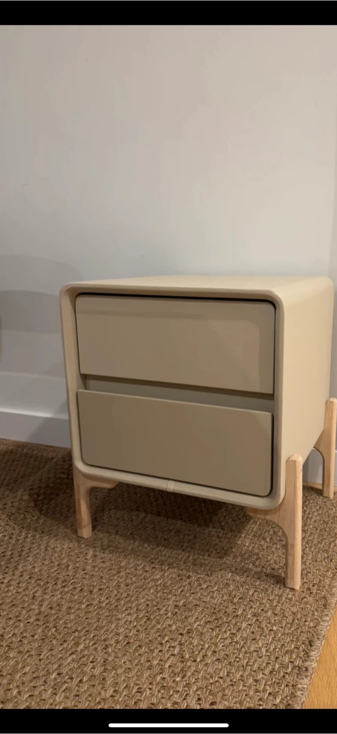 Modern White Nightstand with Drawers - photo 2