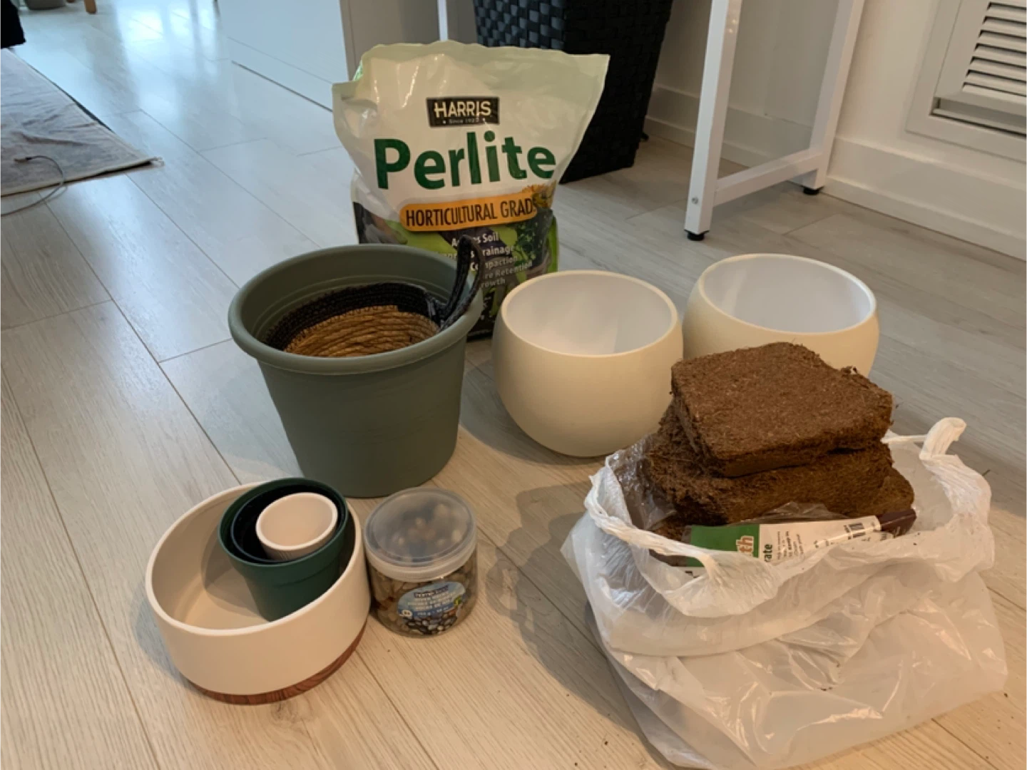 Gardening Pots, Soil, and Perlite