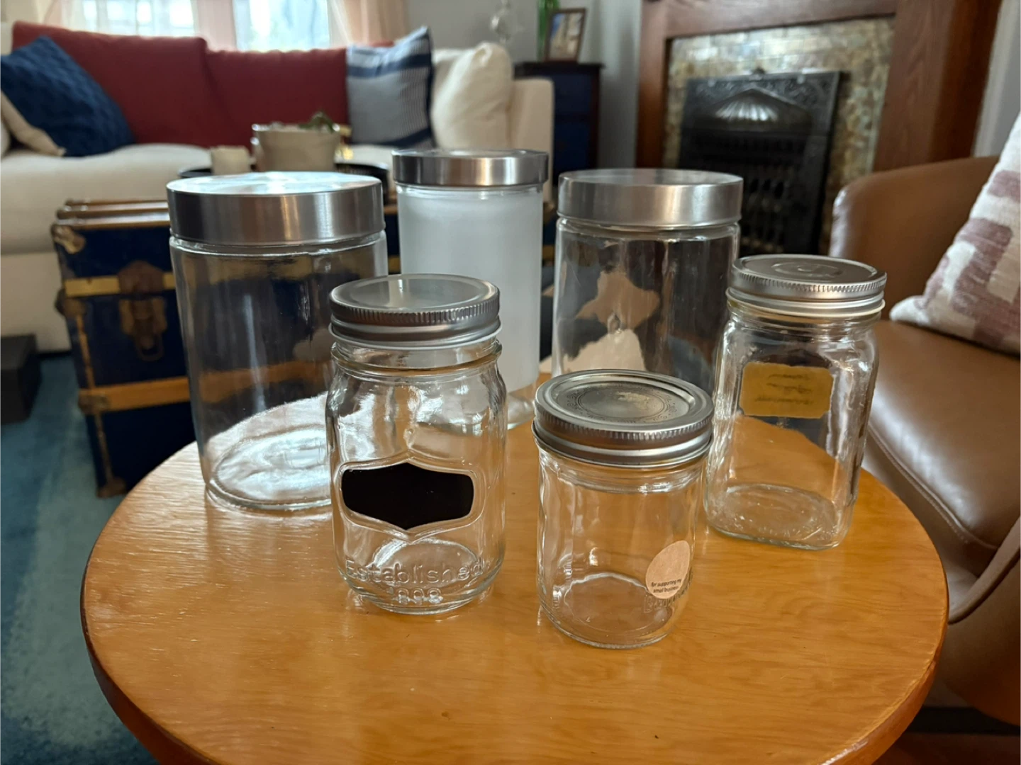 Glass Storage Jars with Metal Lids - Set of 6