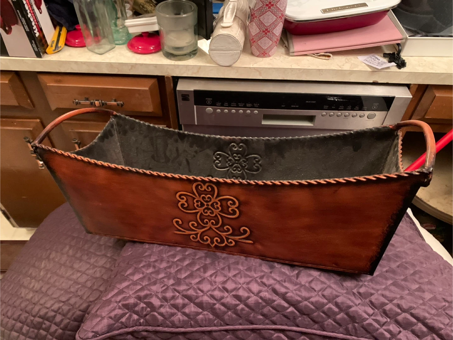 Decorative Metal Planter with Handles