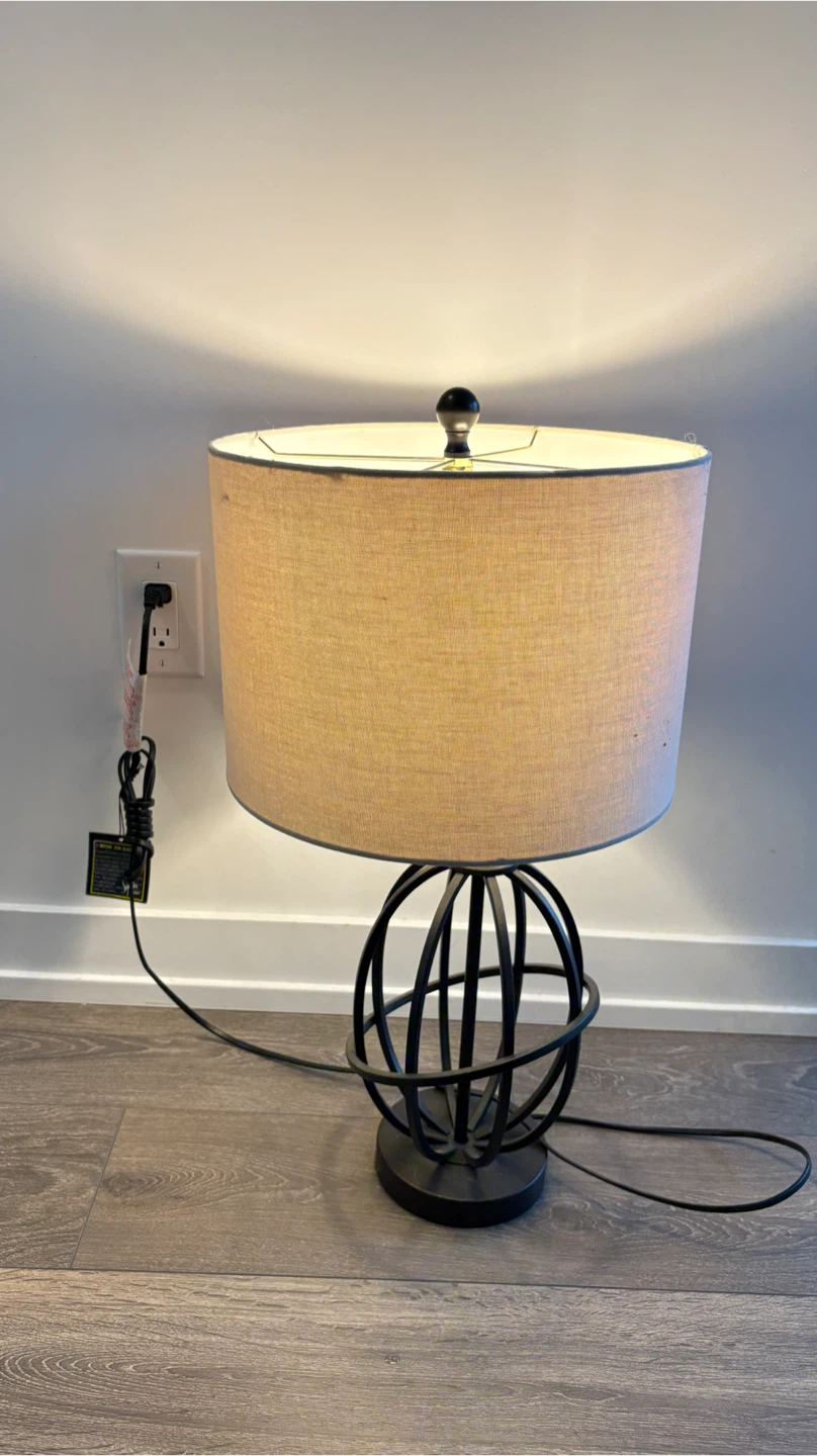 Modern Black Metal Cage Table Lamp