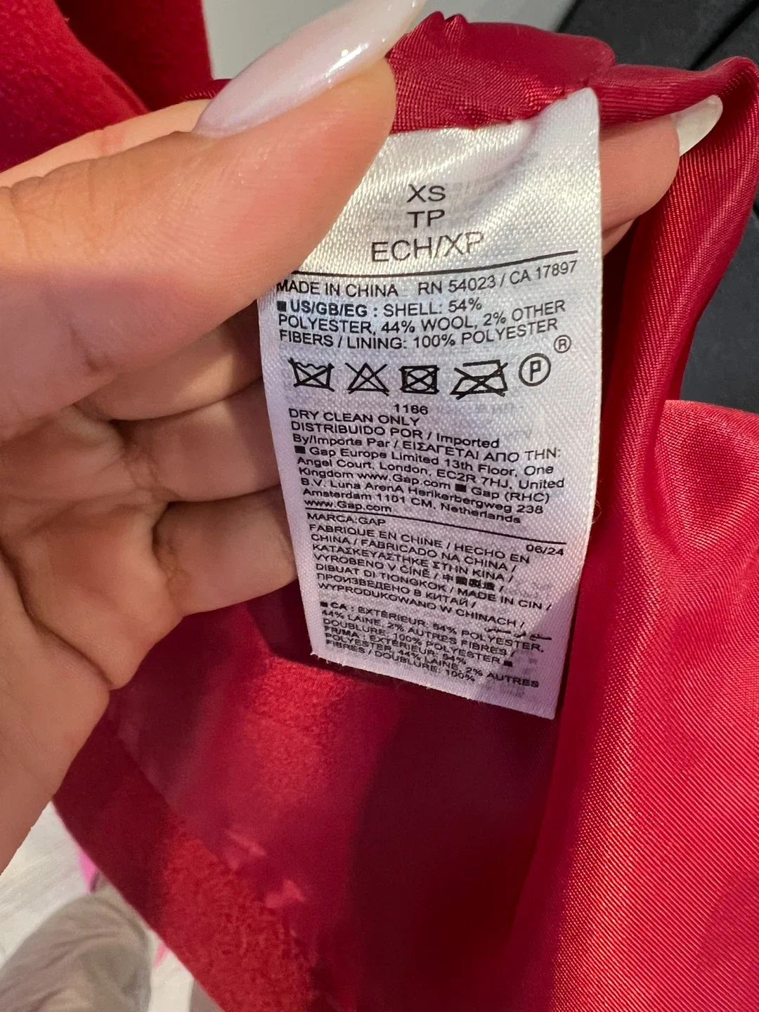 GAP Red Wool Blend Coat - Size XS image indicator(8)