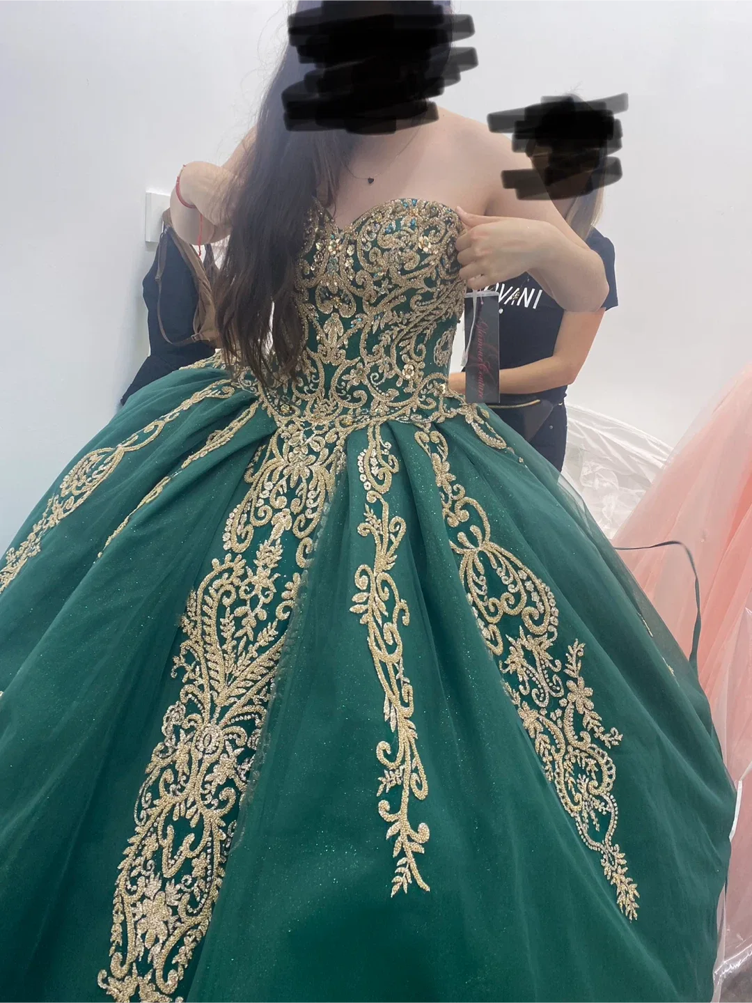 Green Quinceanera Dress & Tiara image indicator(4)
