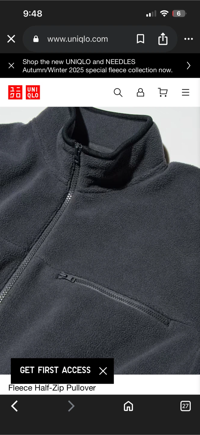 New men’s Uniqlo fleece half zip pullover - photo 2