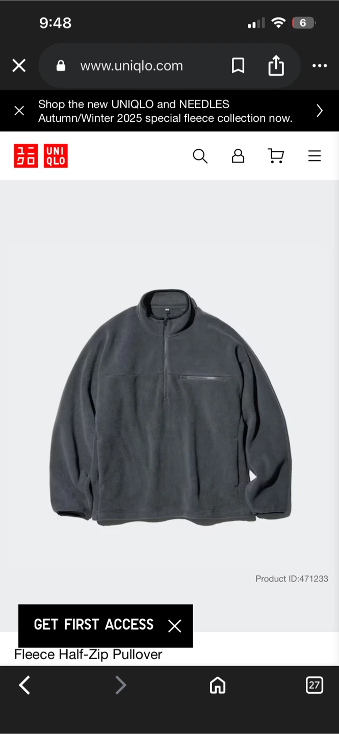 New men’s Uniqlo fleece half zip pullover - photo 3