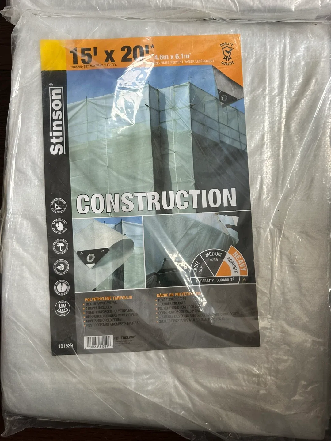 Stinson Construction Polyethylene Tarpaulin 15' x 20' image indicator(3)