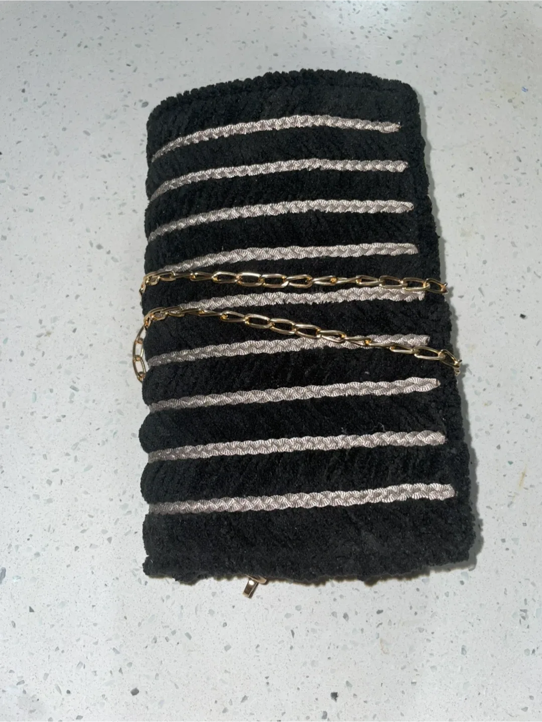 Handmade Black Striped Clutch image indicator(3)