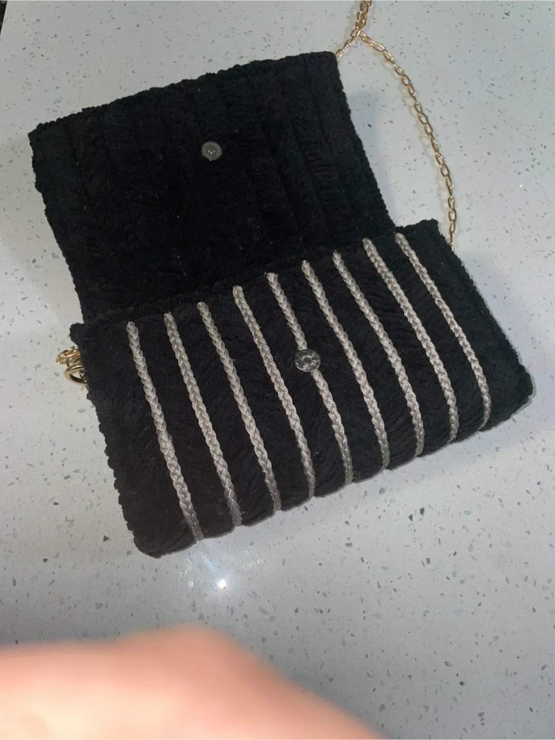Handmade Black Striped Clutch image indicator(4)