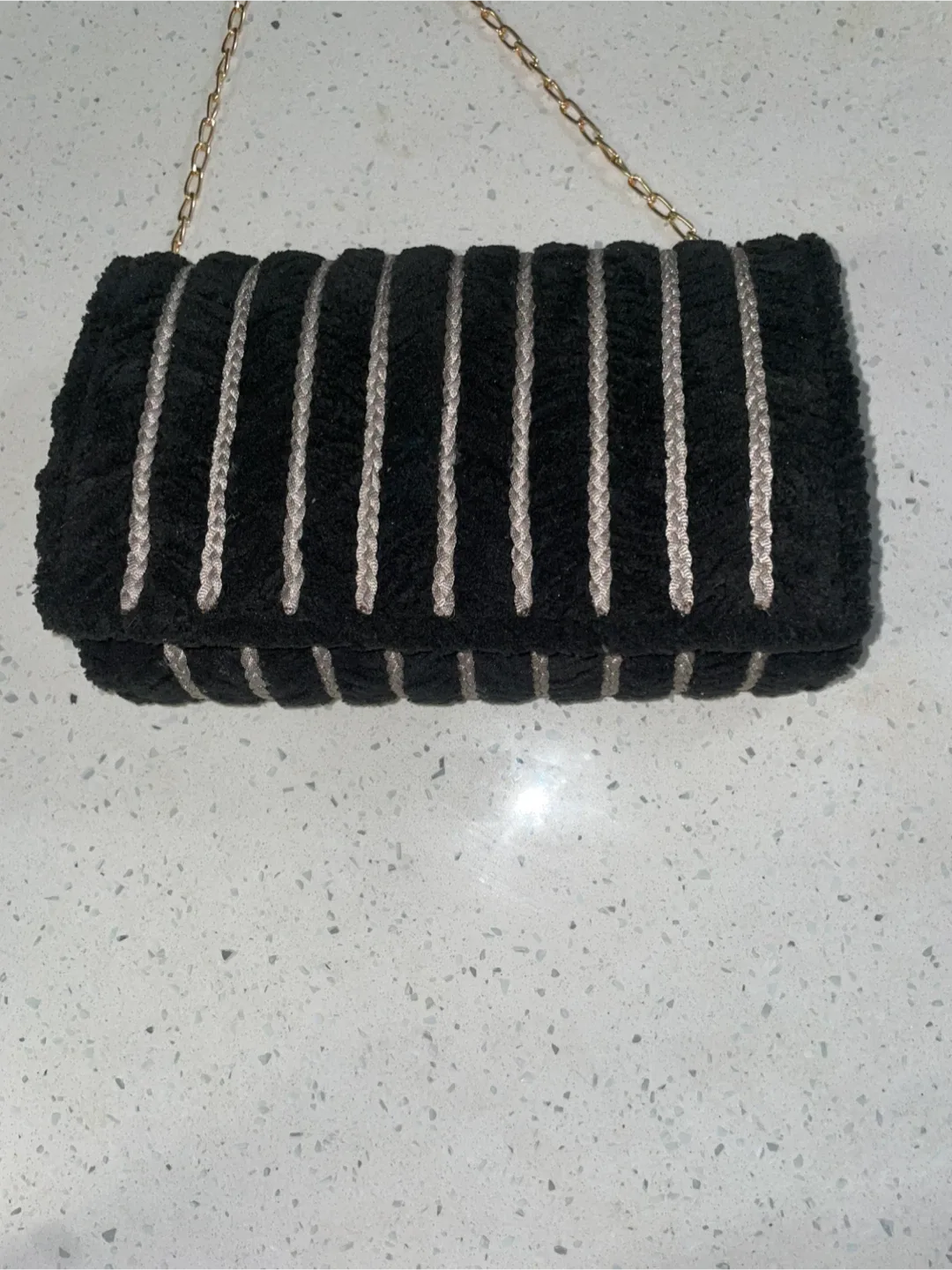 Handmade Black Striped Clutch image indicator(2)