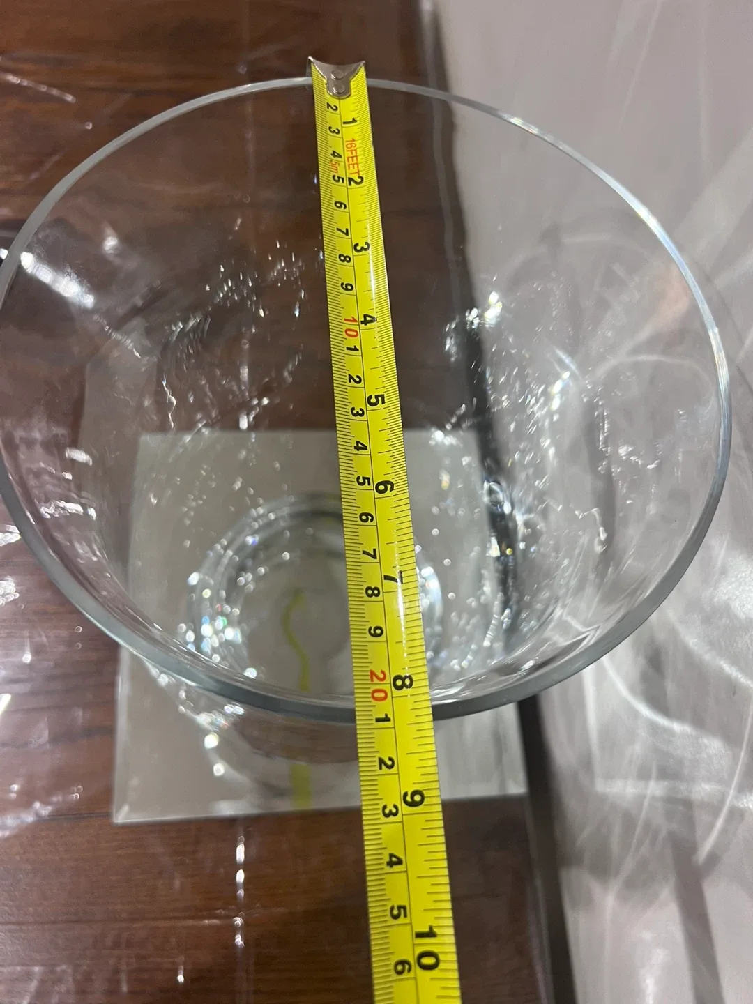 Large Clear Glass Hurricane Vase with Mirror Base image indicator(6)