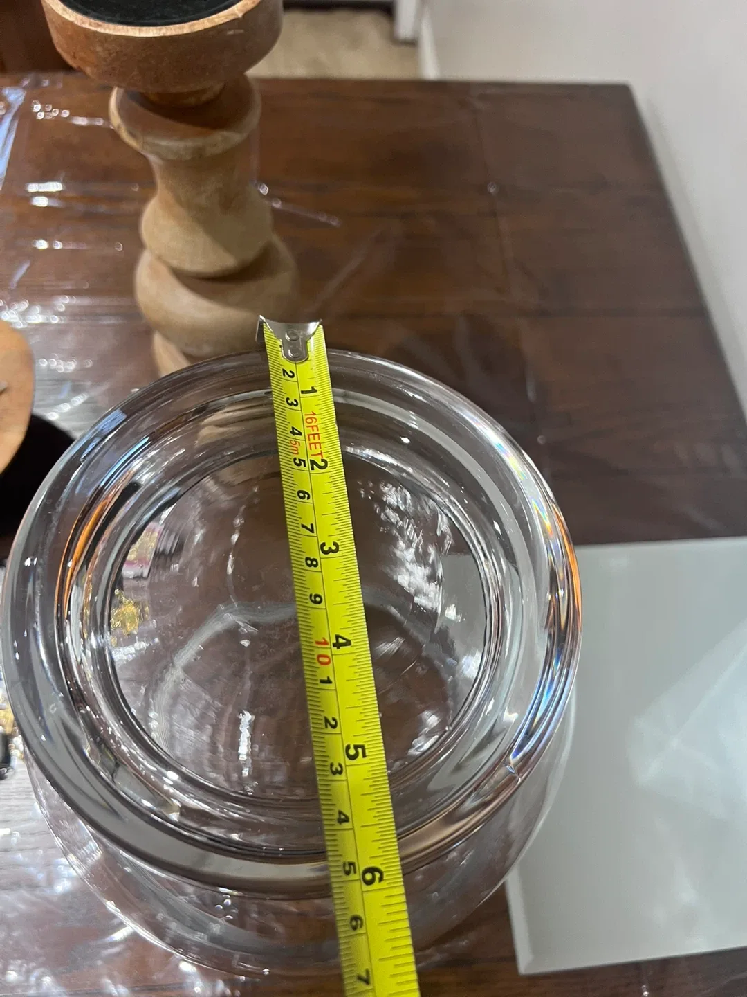 Large Clear Glass Hurricane Vase with Mirror Base image indicator(7)