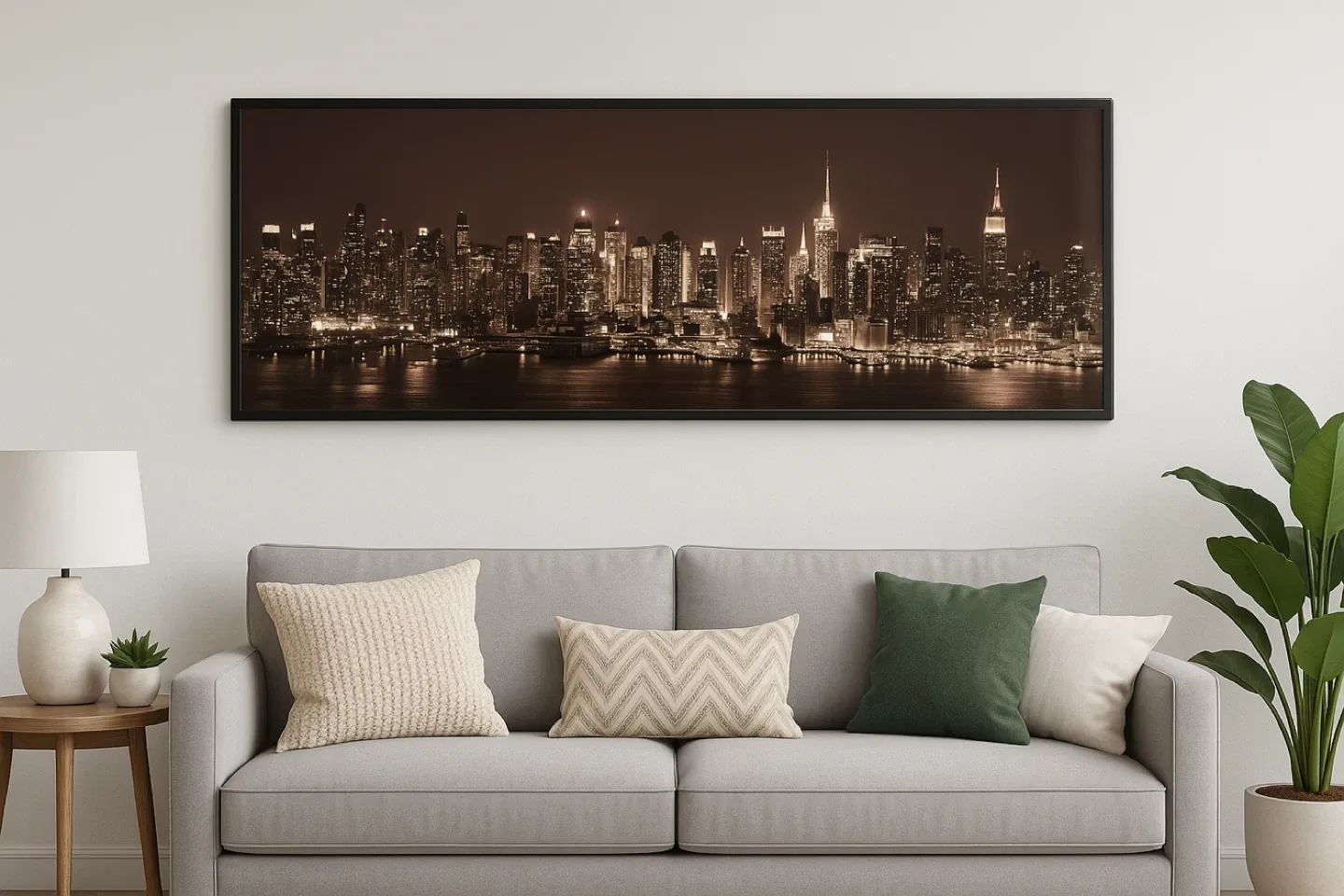 Framed NYC Skyline Panoramic Wall Art epoxy resin image indicator(2)