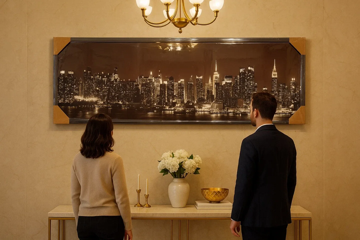 Framed NYC Skyline Panoramic Wall Art epoxy resin image indicator(3)