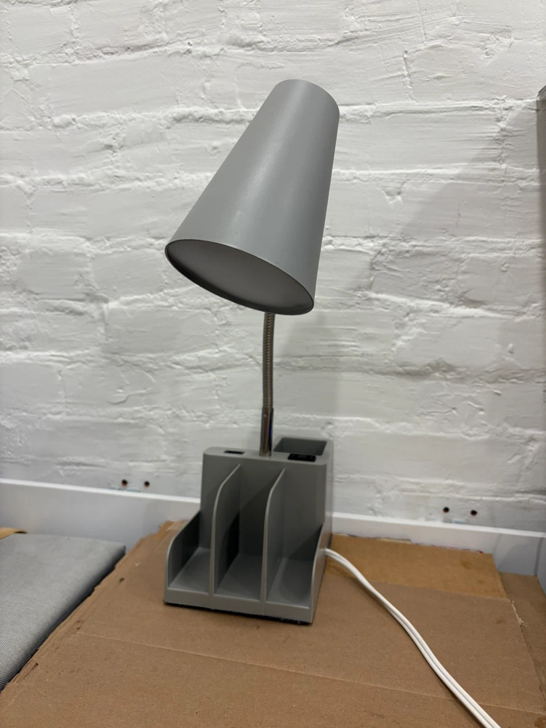 Gray Desk Lamp with Organizer