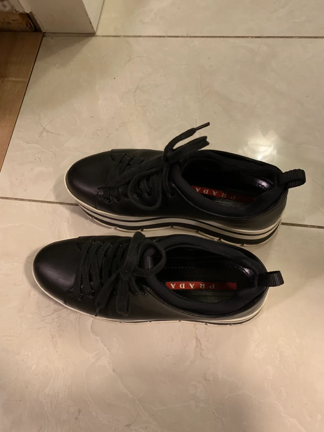 Prada Black Leather Platform Sneakers image indicator(3)
