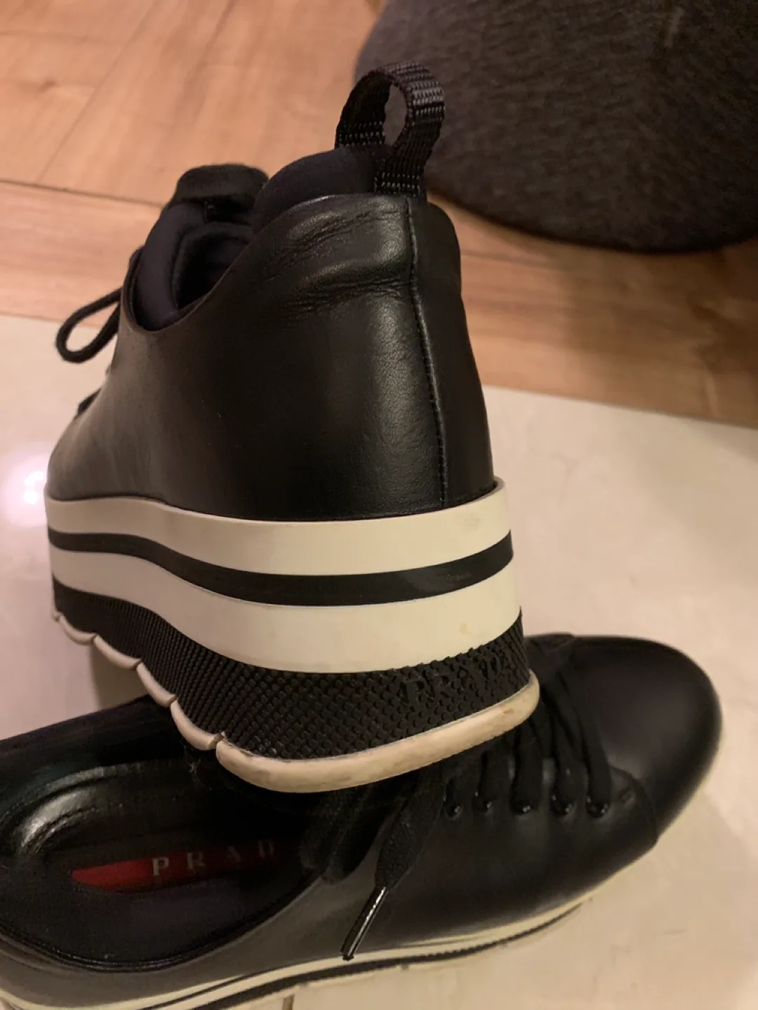 Prada Black Leather Platform Sneakers image indicator(6)