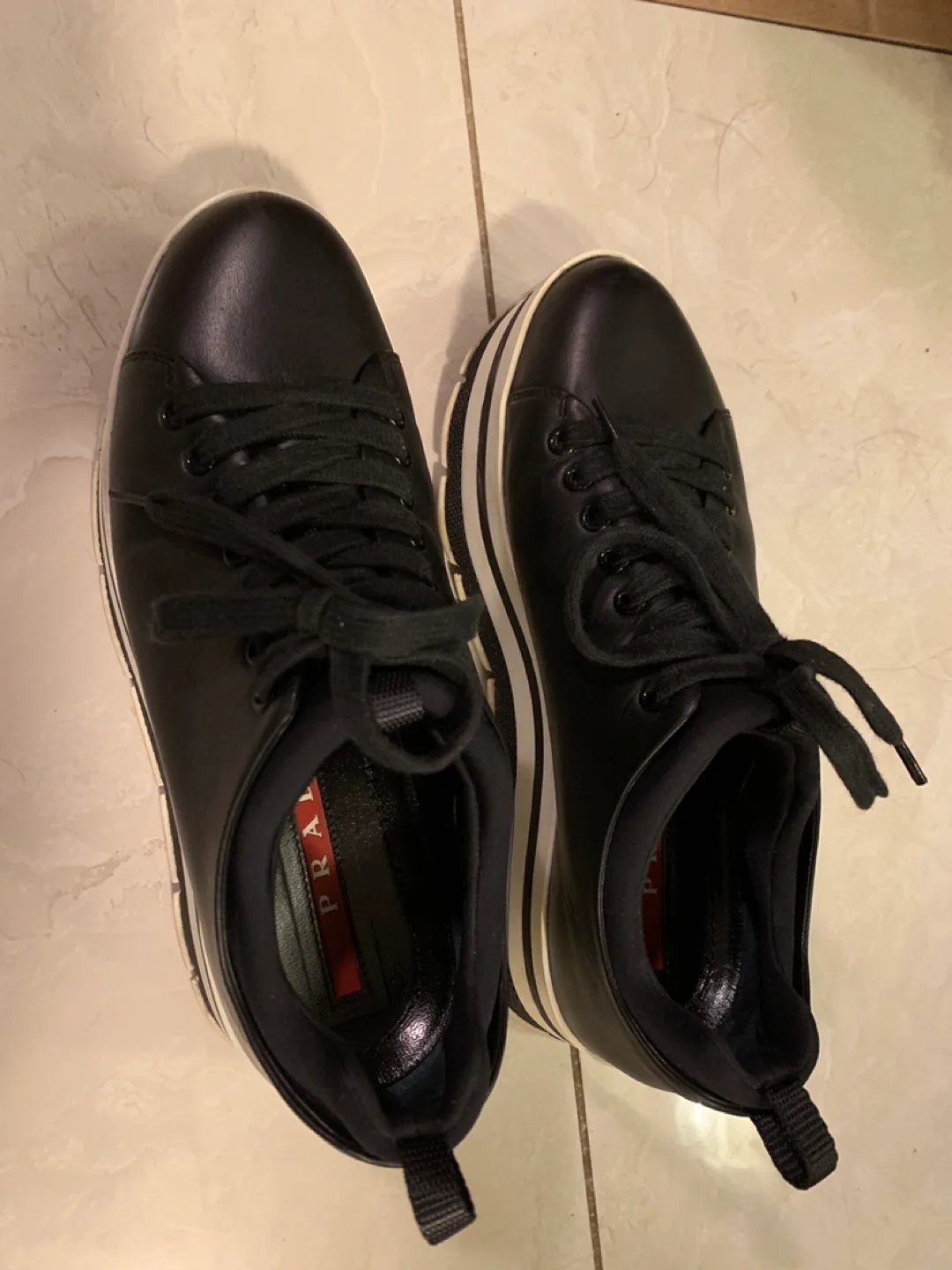 Prada Black Leather Platform Sneakers image indicator(2)
