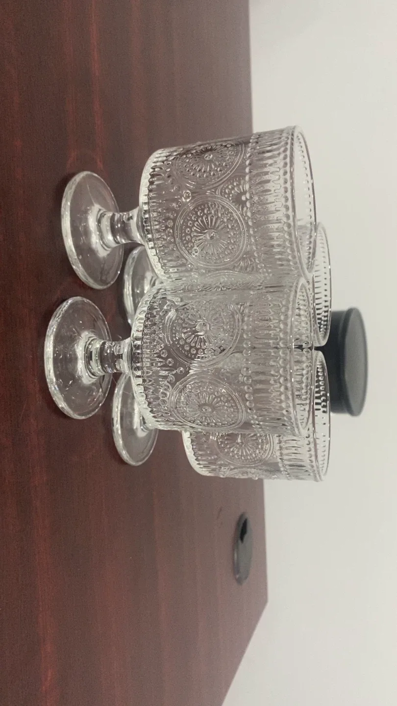 Set of 4 Decorative Stemmed Dessert Glasses thumbnail