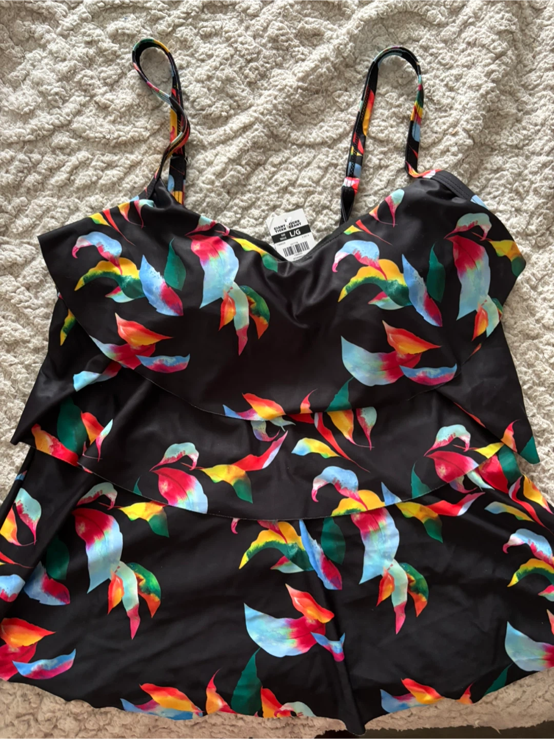 Black Multicolor Tankini Top - Size 10 - photo 2