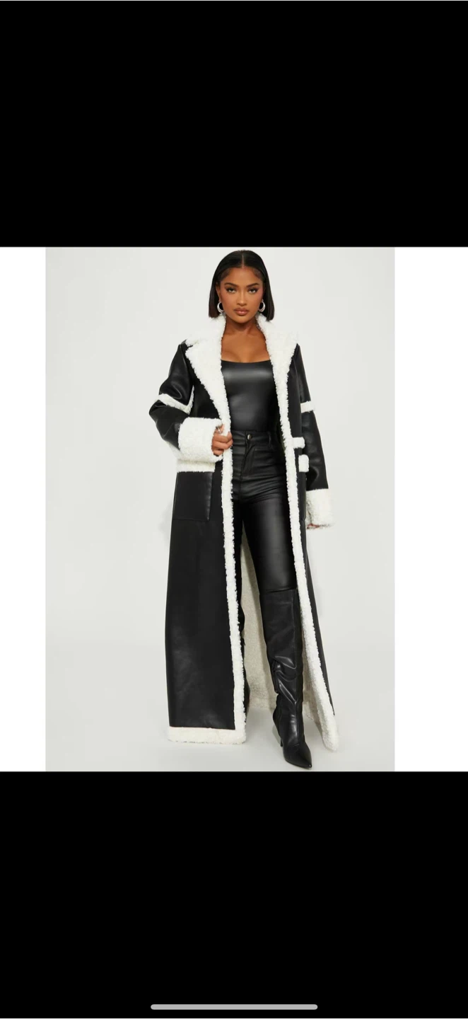 Fashion Nova Faux Leather Shearling Coat - photo 2
