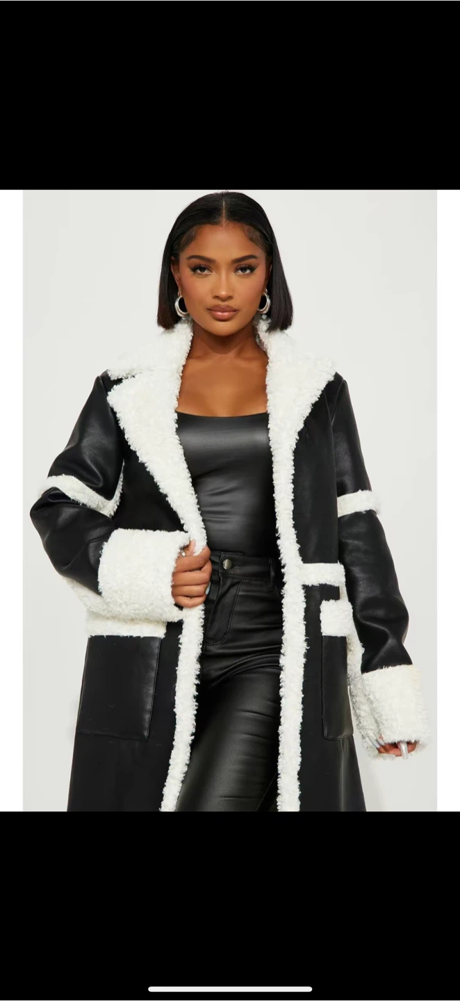 Fashion Nova Faux Leather Shearling Coat