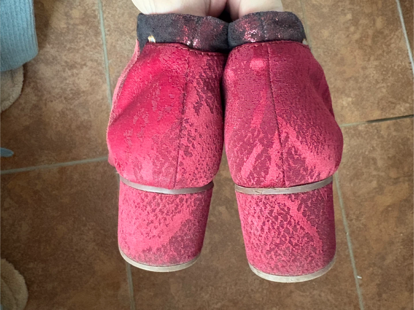 TOMS Red Suede Heeled Booties - Size 9 - photo 4