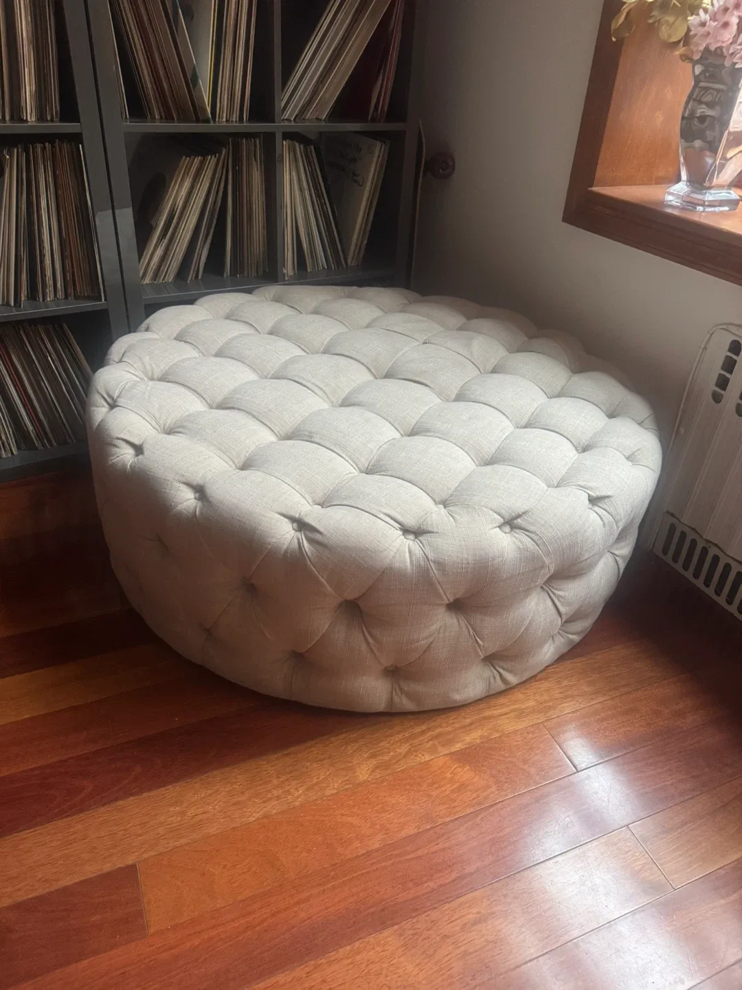 Round Tufted Ottoman - Beige image indicator(3)