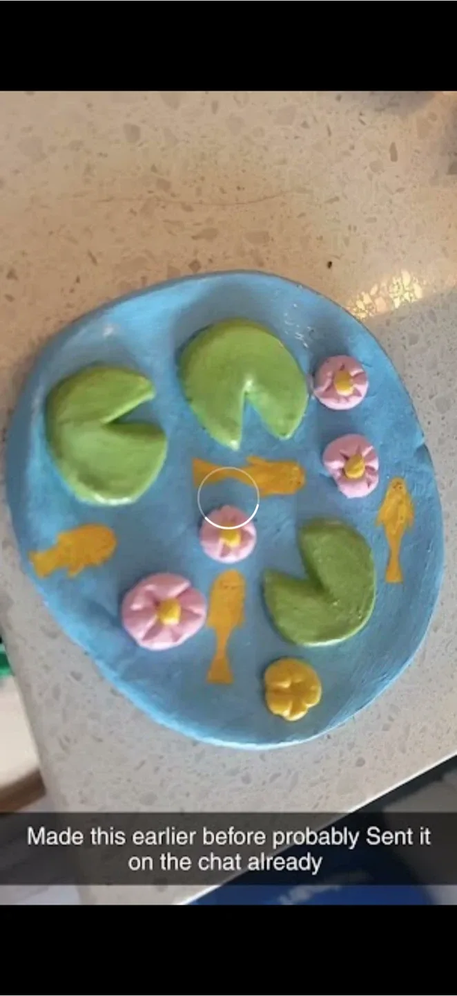 Handmade Clay Art Plate - Lily Pads & Fish thumbnail