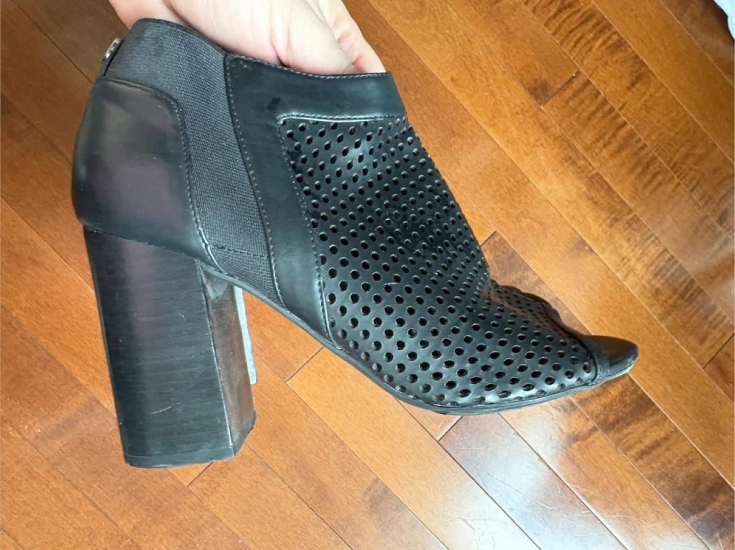 Guess Black Peep-Toe Heel Booties - Size 9M - photo 5