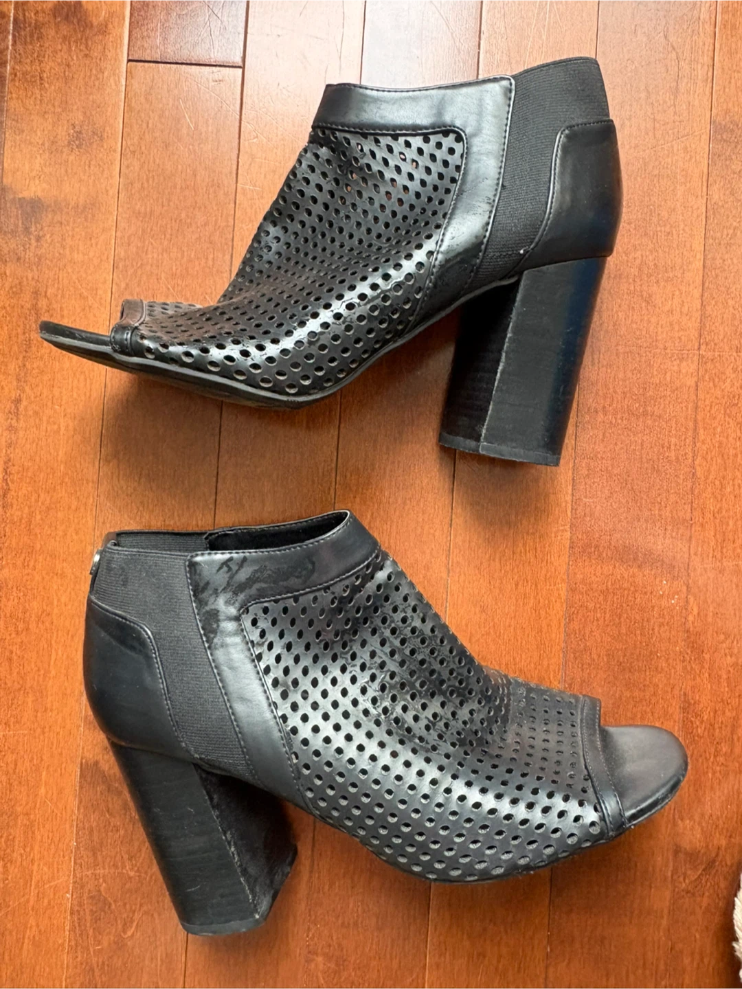 Guess Black Peep-Toe Heel Booties - Size 9M