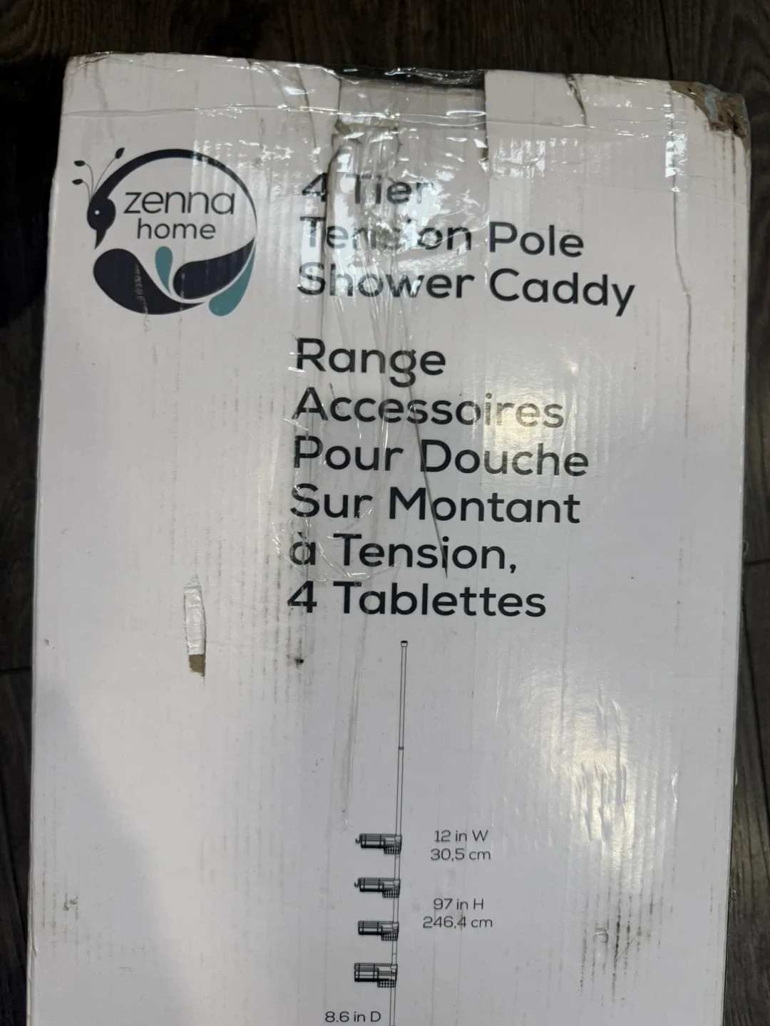 Zenna Home Tension Pole Shower Caddy, Satin Nickel image indicator(2)