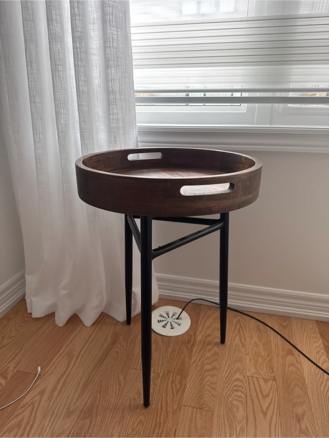 2 Round Wooden Tray Tables