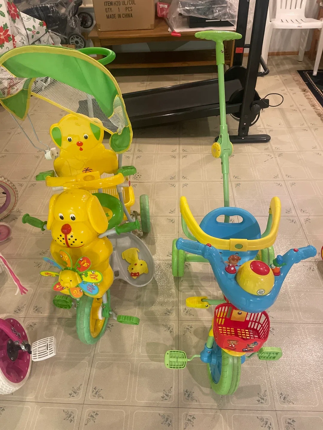 🥕Kids' Yellow Dog & Blue/Green Tricycles