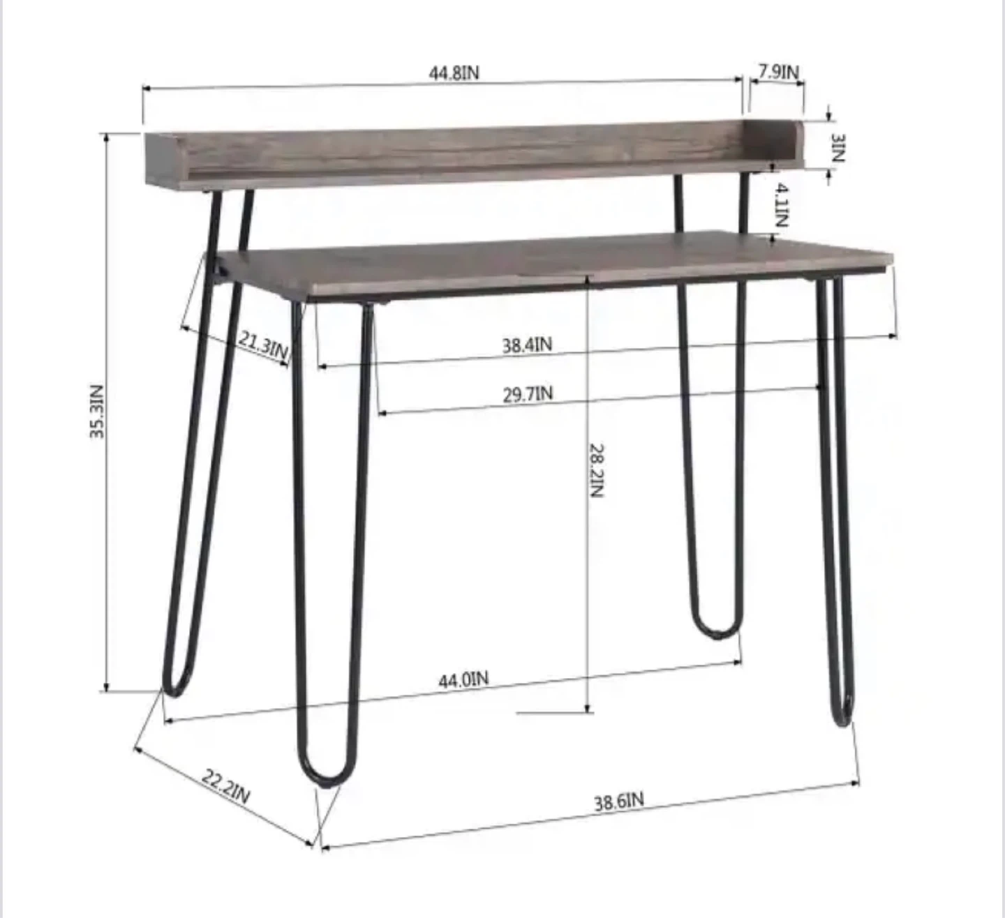 Wood Computer Desk with Shelf - photo 4